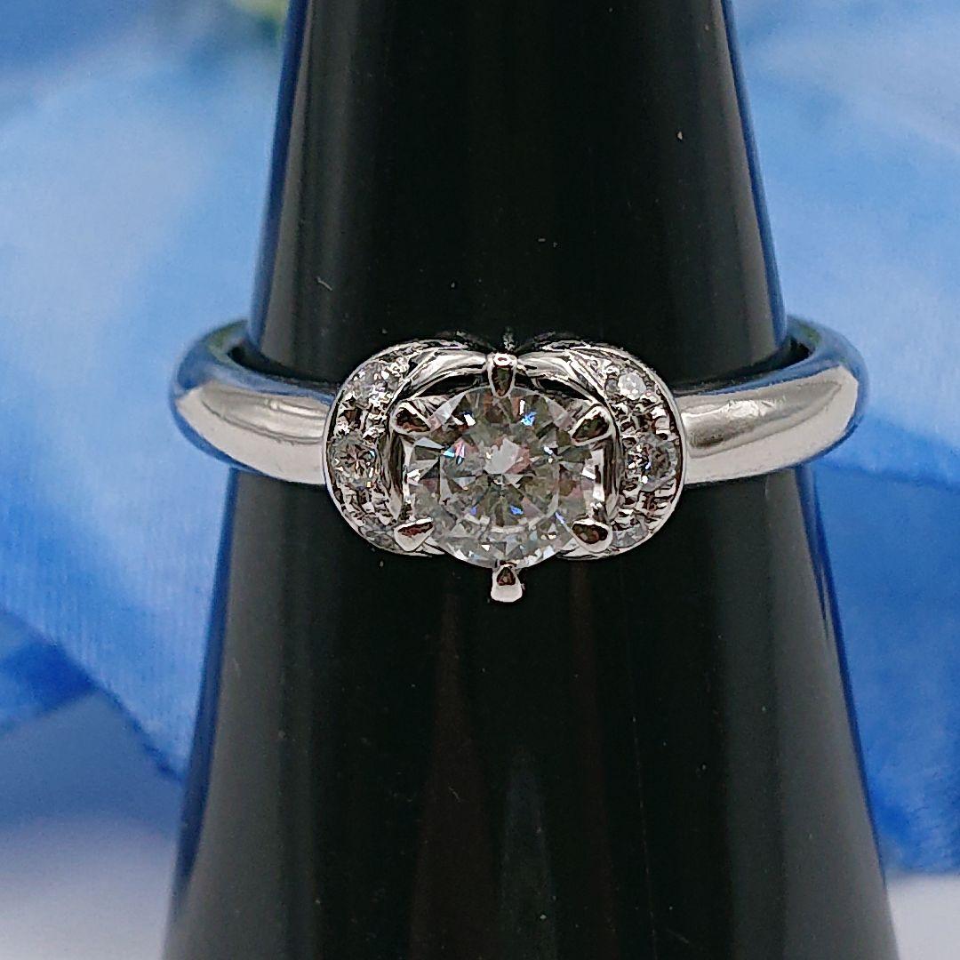 リボンデザイン 天然ダイヤモンドリング プラチナ900 一粒 Pt900