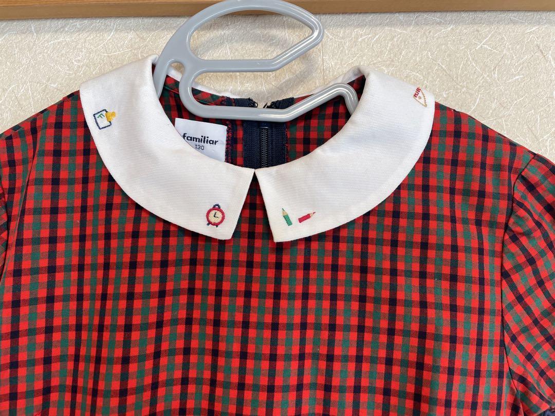 【福袋セール】 半袖ワンピース 極美品⭐︎familiar 赤 ワンピース 130cm チェック ワンピース