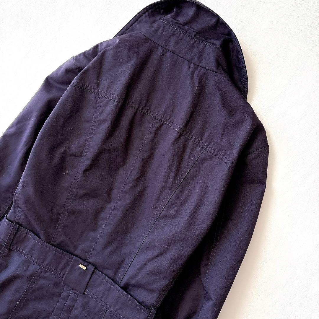 極美品 ヘルノ HERNO 裏地付きトレンチコート ベルト 42 ダークパープル