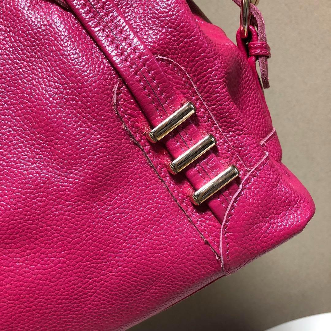 美品　本革　牛革　ピンク　2way ショルダーバッグ　bag レディース