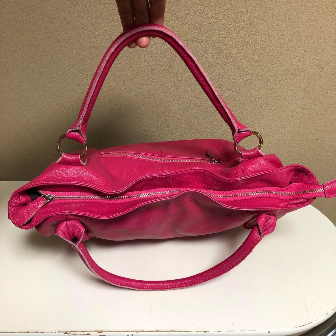 美品　本革　牛革　ピンク　2way ショルダーバッグ　bag レディース