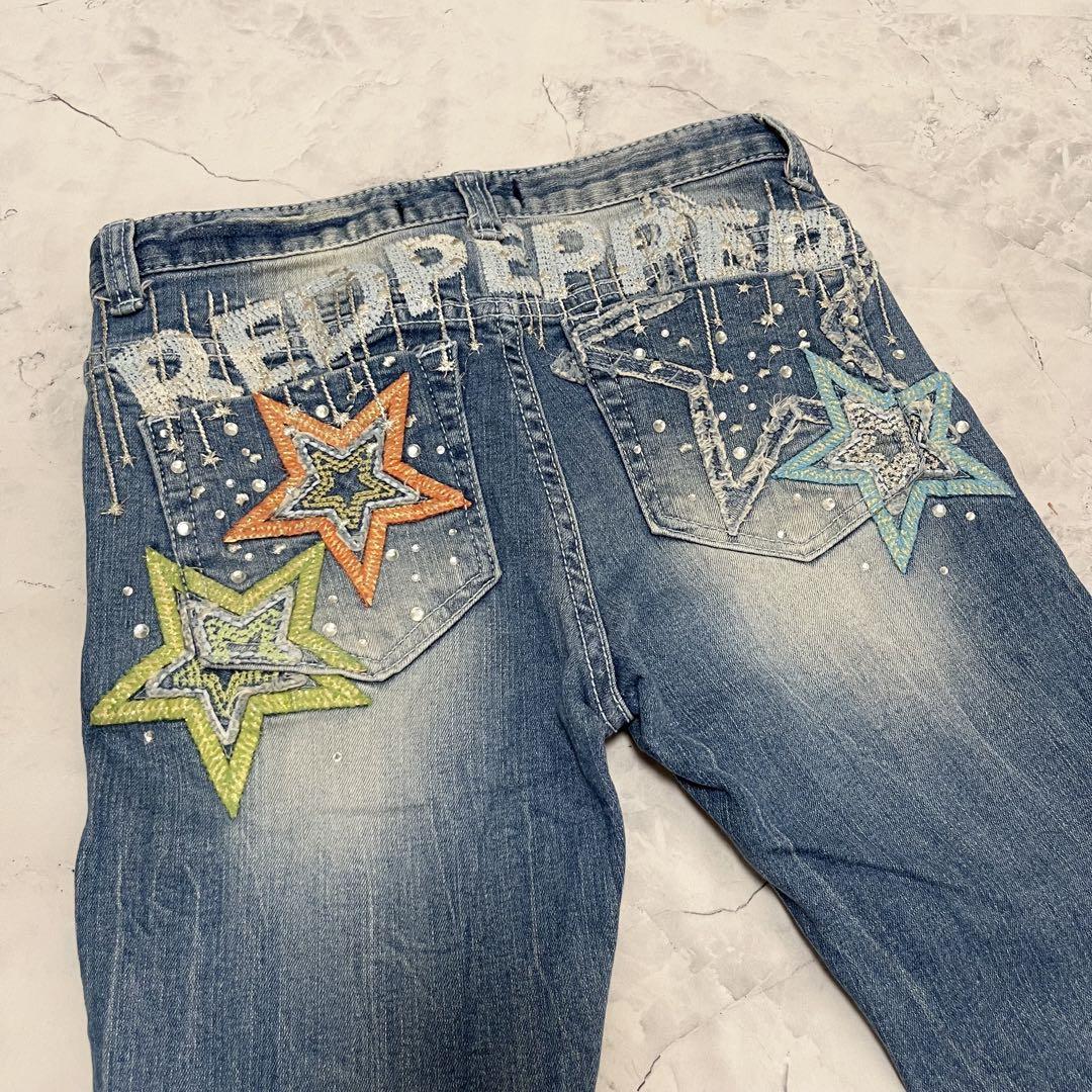 RED PEPPER レッドペッパー デニム 刺繍 バンツローライズ y2k