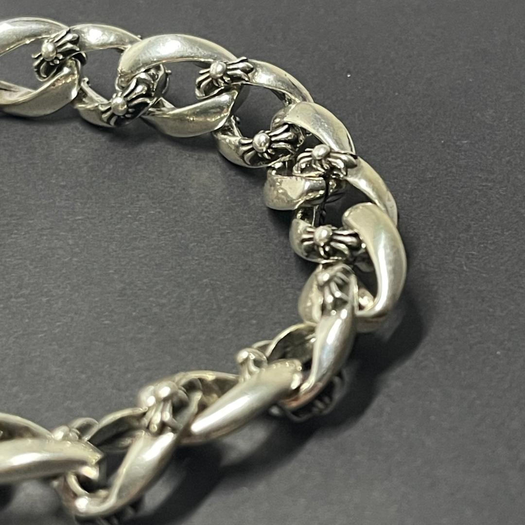 【刻印有】フローラルクロス ブレスレット シルバー925 バングル チェーン