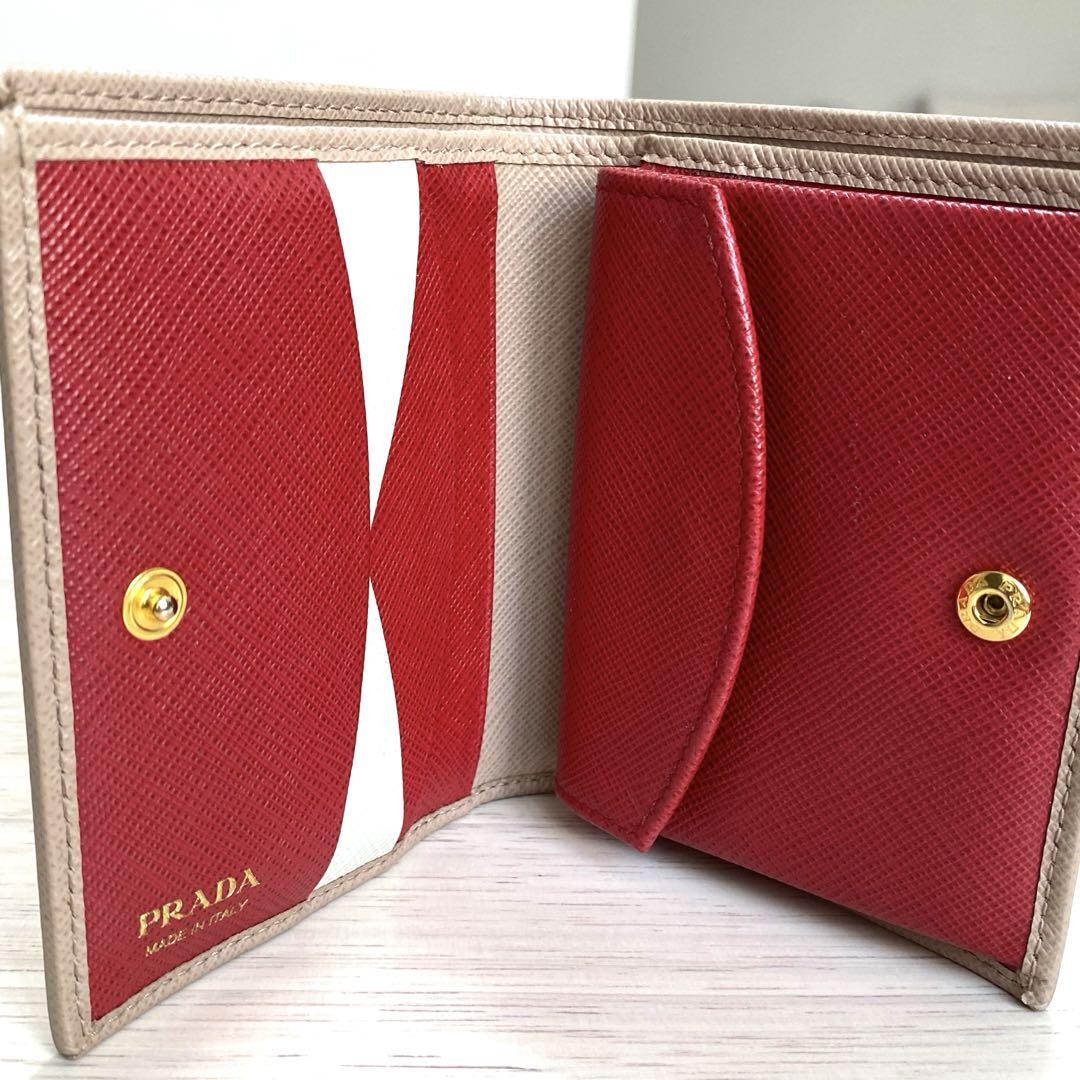 PRADA GHW Long Wallet Saffiano Leather Red 1M1188 | eBay