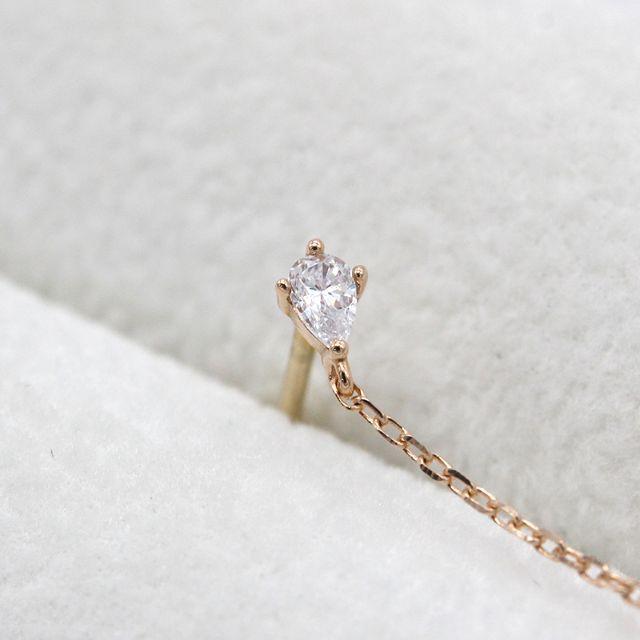 訳あり 美品 ジルコン ピンクゴールド スタッド ピアス 14K H01473