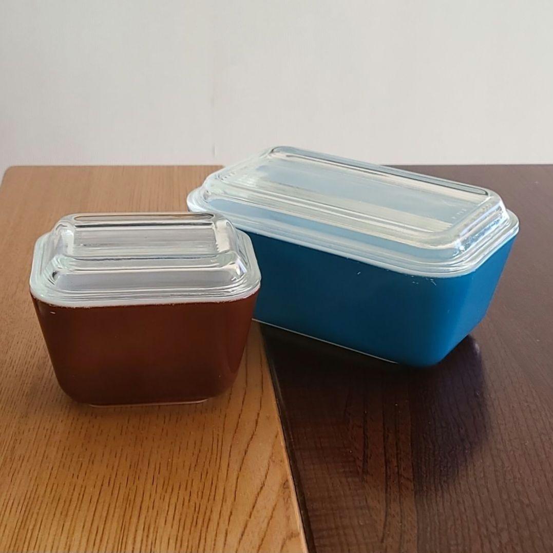 PYREX オールドパイレックス レフリジレーター ブルー ブラウン