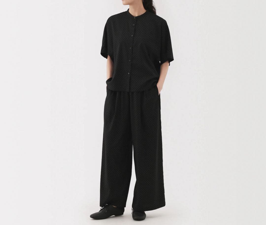 婦人　なめらか　リヨセル混イージーワイドパンツとブラウス2点セット