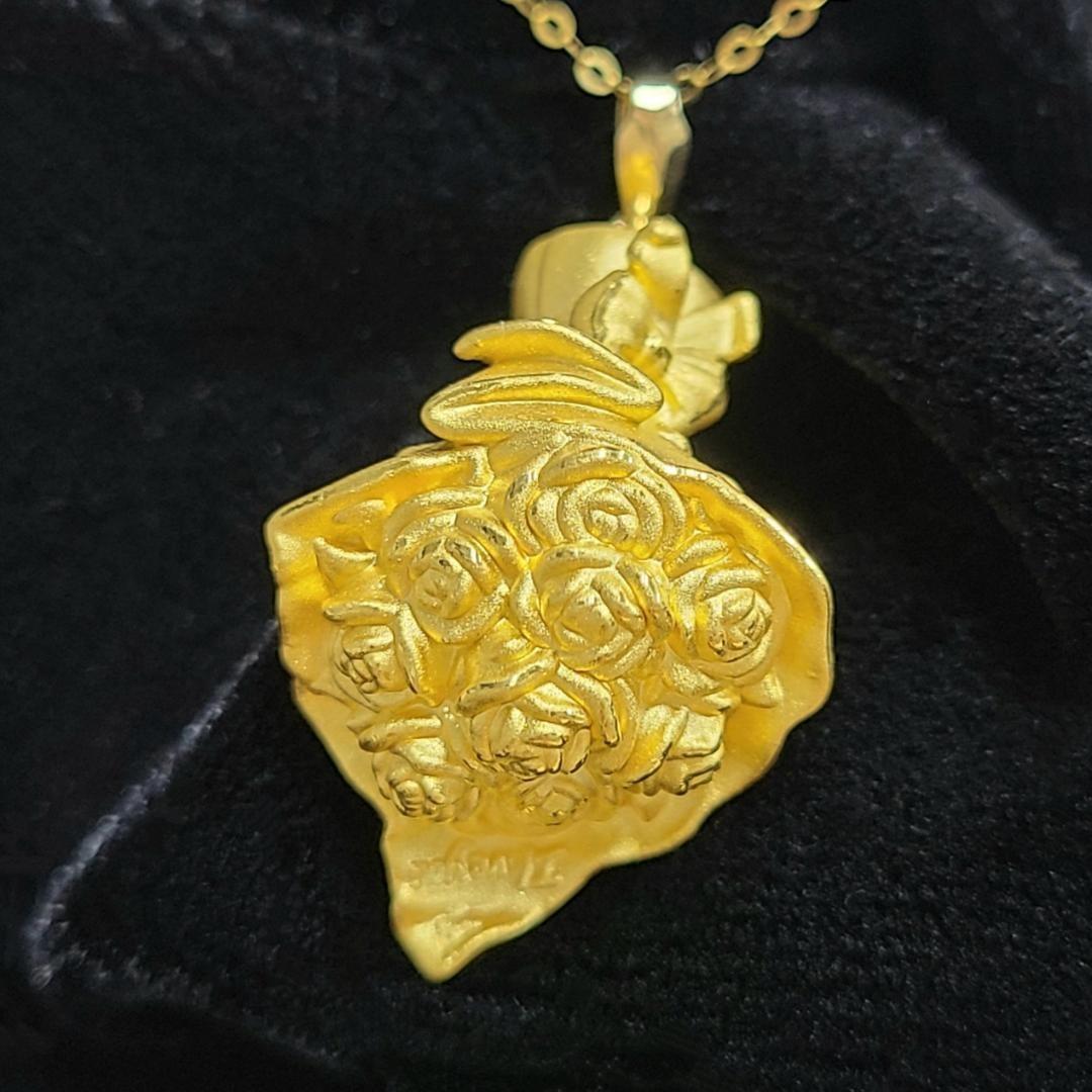 ロマンティック!24金 K24 ローズ ブーケ 薔薇 花束 ペンダント トップ ロマンティック!24金 K24 ローズ ブーケ 薔薇 花束 ペンダント トップ