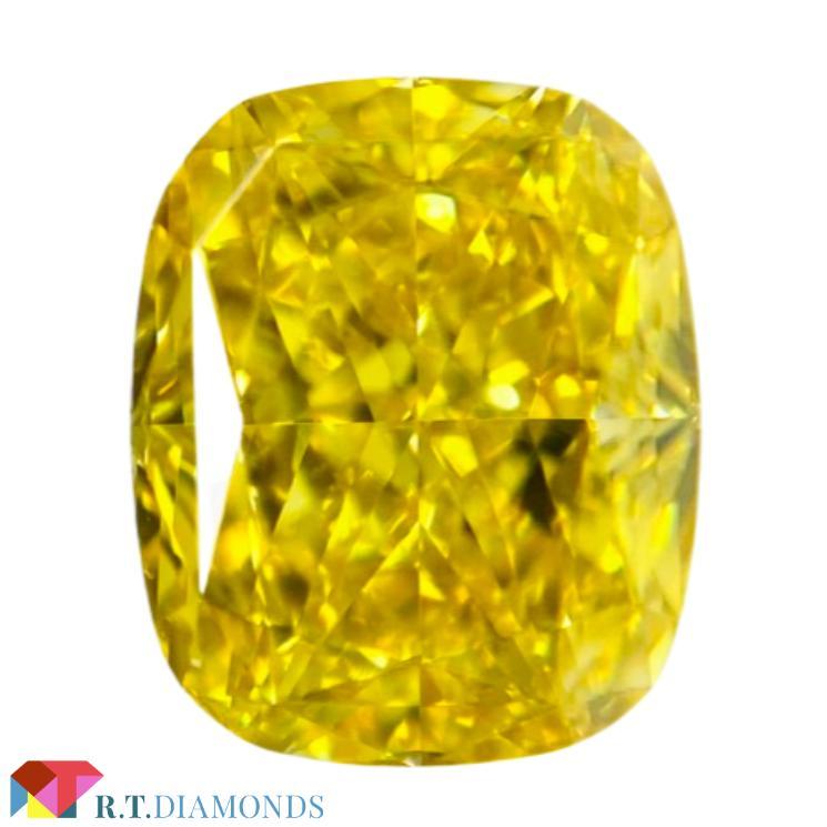 FANCY VIVID YELLOW 1.02ct CU/RT3057/GIA