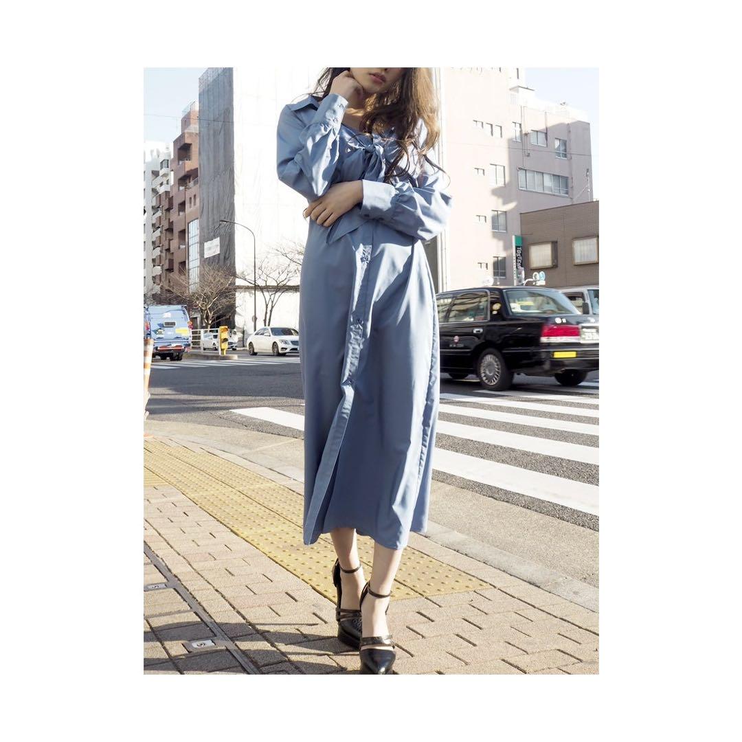 極美品】RESEXXYリゼクシー ロング丈フロントリボンシャツ