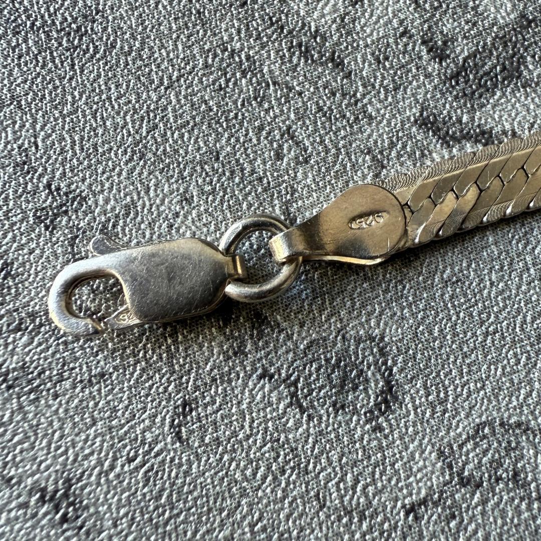 イタリア製 ヴィンテージ スネーク ブレスレット 平面 シルバー925