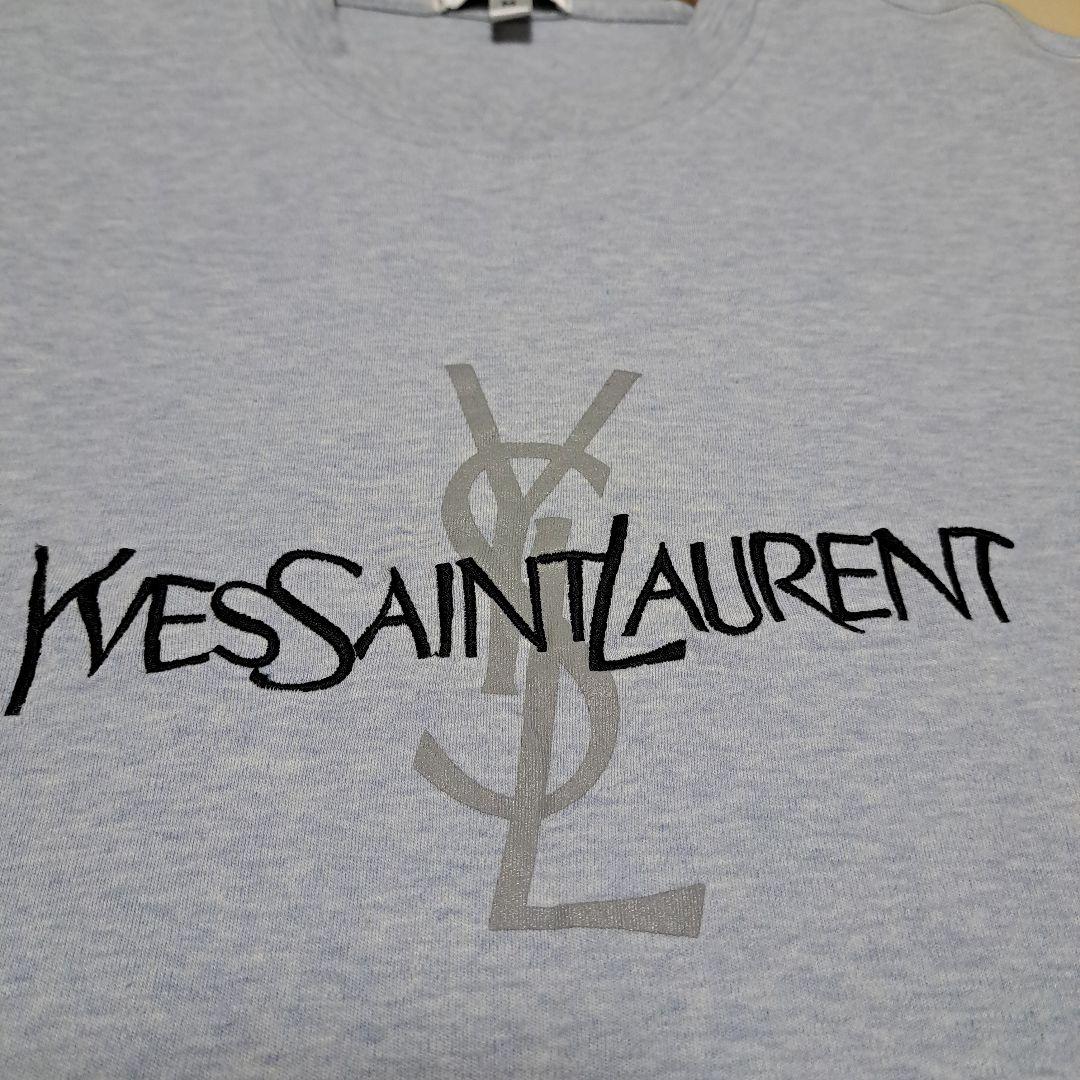 Yves Saint Laurent リンガーTシャツ センター刺繍ロゴ y2k Yves Saint Laurent リンガーTシャツ センター刺繍ロゴ y2k