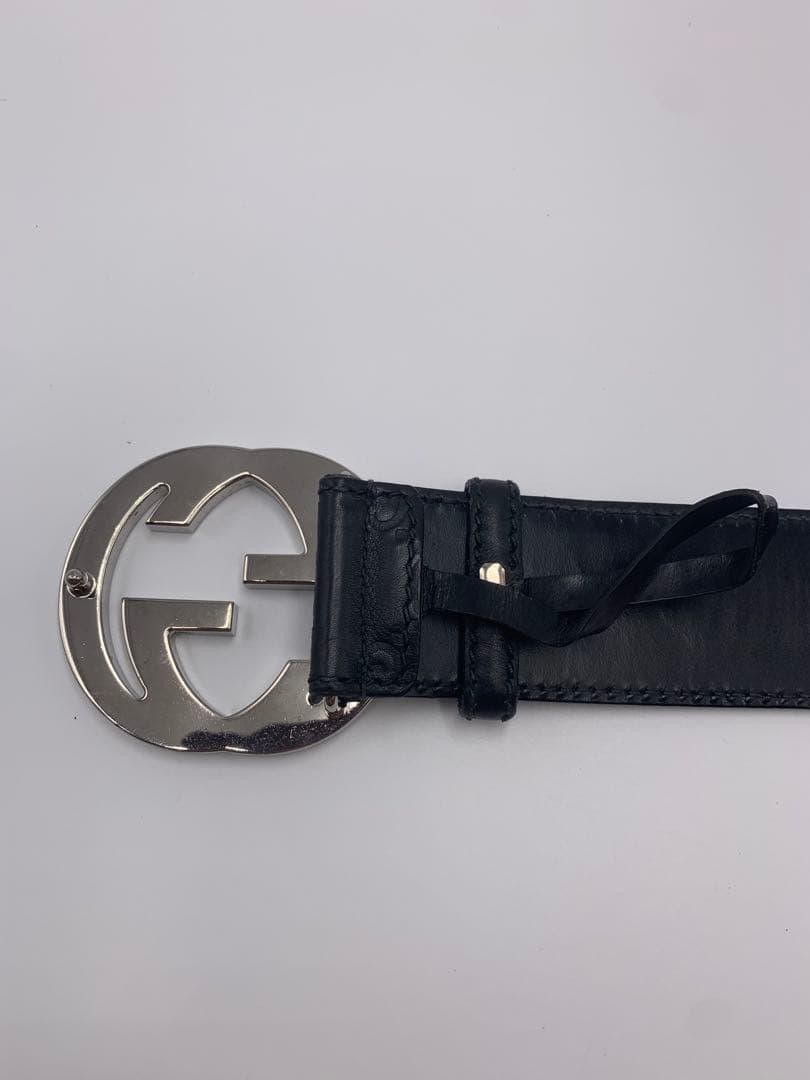 良品 グッチ 114984 インターロッキングG ロゴバックル レザーベルト