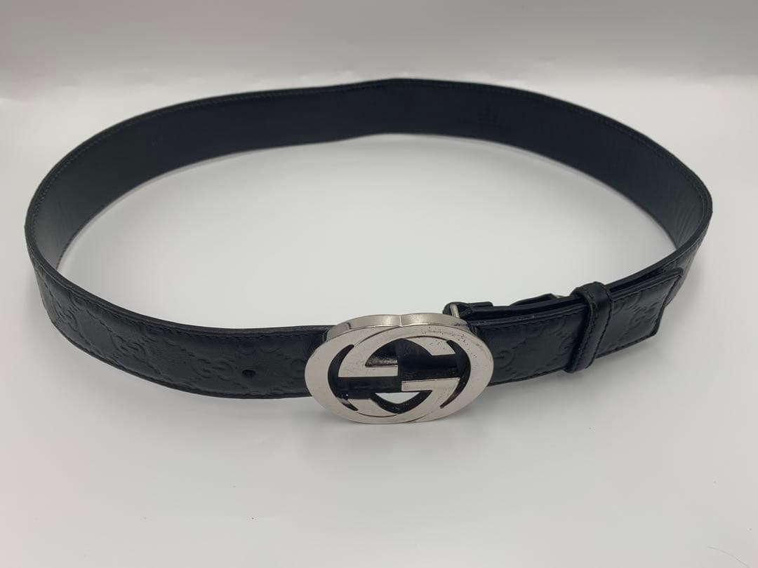 良品 グッチ 114984 インターロッキングG ロゴバックル レザーベルト