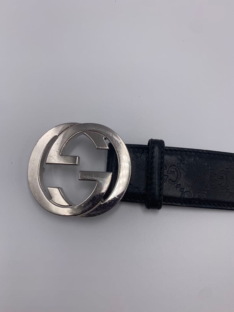 良品 グッチ 114984 インターロッキングG ロゴバックル レザーベルト