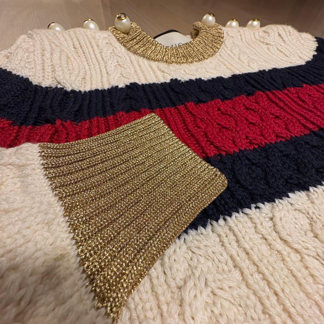 GUCCI ラメ×パール ニット S|BF特価 GUCCI ラメ×パール ニット S|BF特価