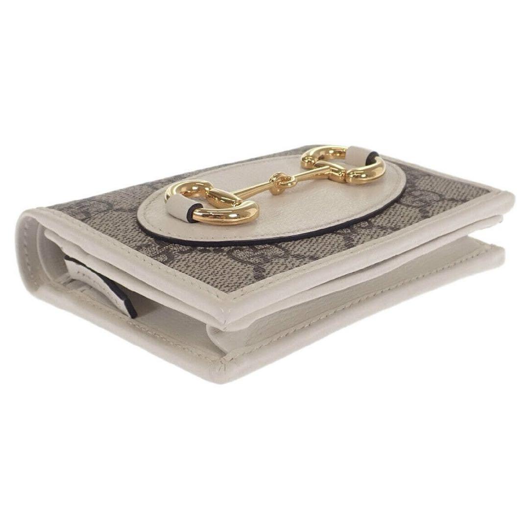 【GUCCI】 グッチ 財布 二つ折 ベージュ カードケースウォレット ホワイト