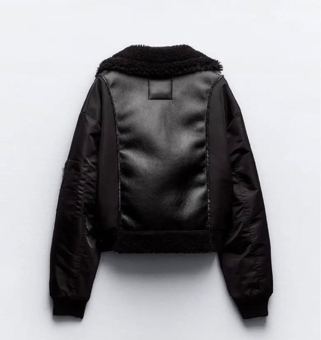 新品タグ付き　ZARA コントラスト　ダブルフェイスライダースジャケット　ボア