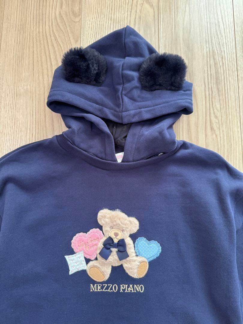 mezzo pianoクマアップリケ　パーカワンピース 110 メゾピアノ クマアップリケ パーカワンピース ピンク サイズ120 - メルカリ