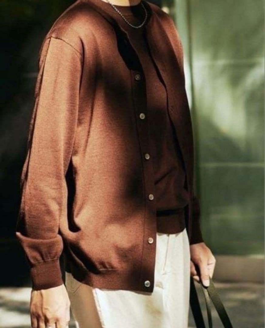 EDIFICE エディフィス16ゲージ クルーネックカーディガンハイゲージニットM EDIFICE