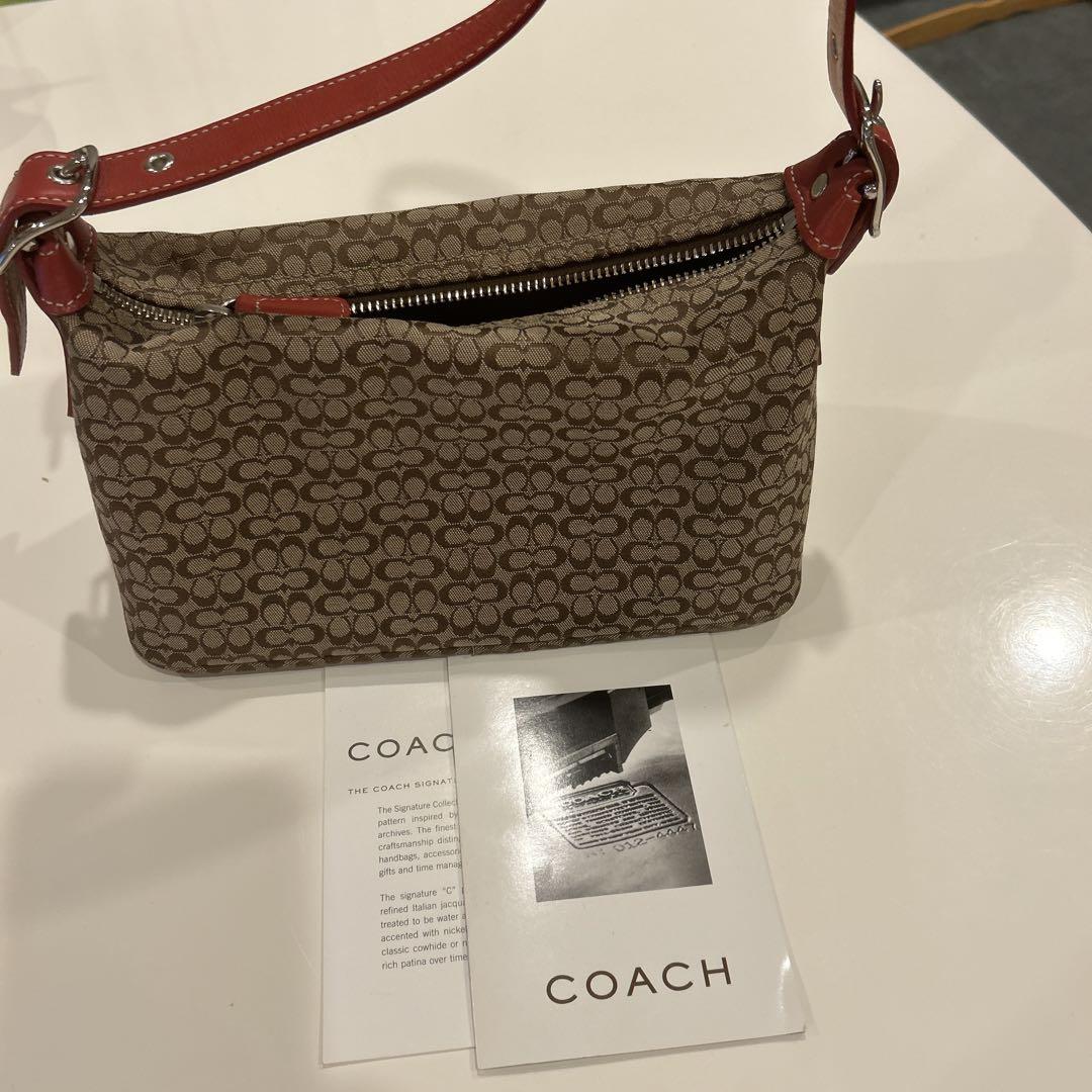 COACH ショルダーバッグ ベージュ/レッド