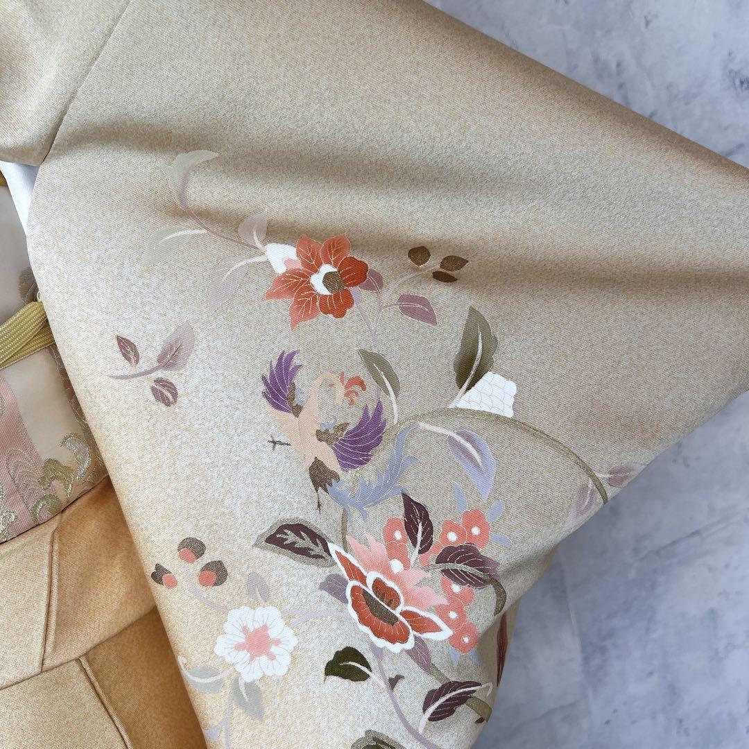 訪問着フルセット 着物 正絹 花唐草 可愛い ベージュ 七五三 お宮参り p 訪問着フルセット 着物 正絹 花唐草 可愛い ベージュ 七五三 お宮参り p