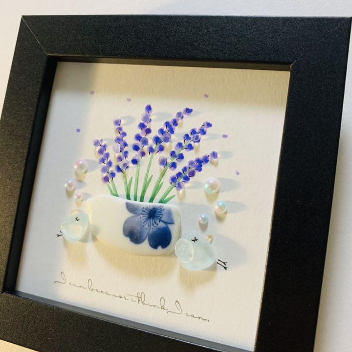 シーグラス アート フレーム付き 589 9D6xZ-m59984238946 Lavender ヒーリング 格安