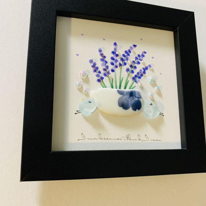 シーグラス アート フレーム付き 589 9D6xZ-m59984238946 Lavender ヒーリング 格安