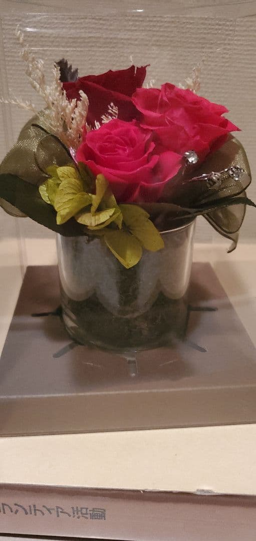 プリザーブドフラワー ナチュラル キャンドル・バスケット 結婚祝い 退職祝い 誕生日祝い 開店祝い 新築祝い カード付 LED 光る 電報 あすつく 送料無料 プリザーブドフラワーアレンジメント アロマキャンドル プリザーブド