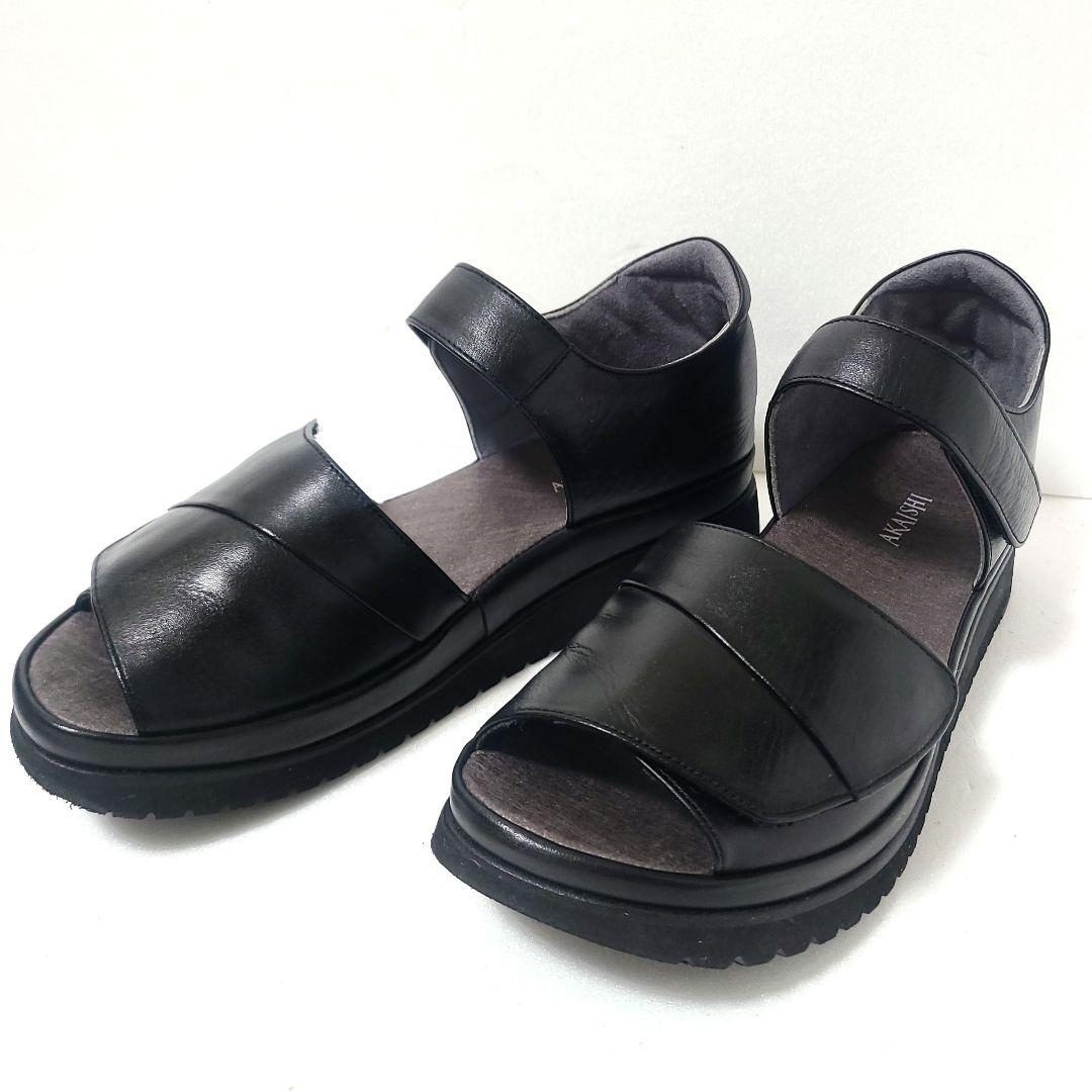 【美品】アカイシ かかと付きサンダル ダブルベルト L 外反母趾