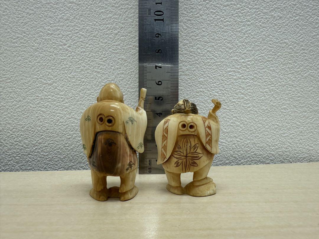 時代提げ物 人物根付 天然素材 銘あり 2体セット - メルカリ