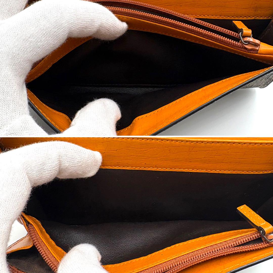 GUCCI グッチ 長財布 二つ折り財布 pvc GGスプリーム オレンジ