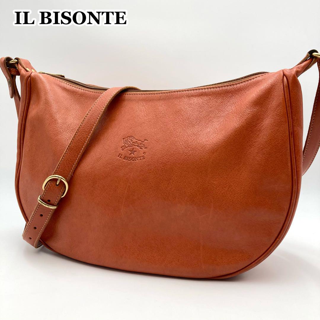 なてこ様専用✨ IL BISONTE ショルダーバッグ 本革 キャメル 三日月型 バッグ