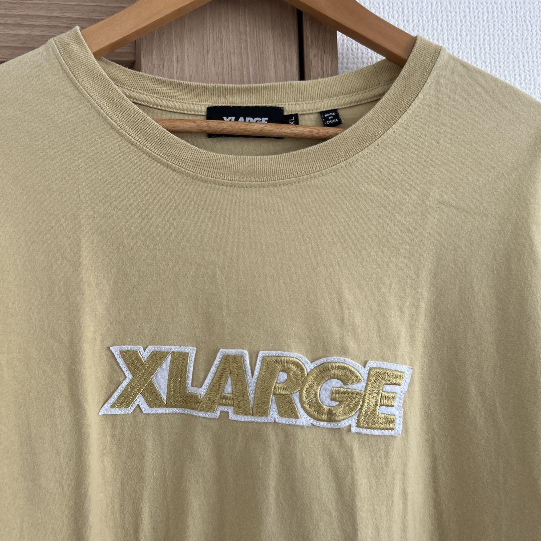 XLARGE ベージュ刺繍ロゴTシャツ XL - メルカリ