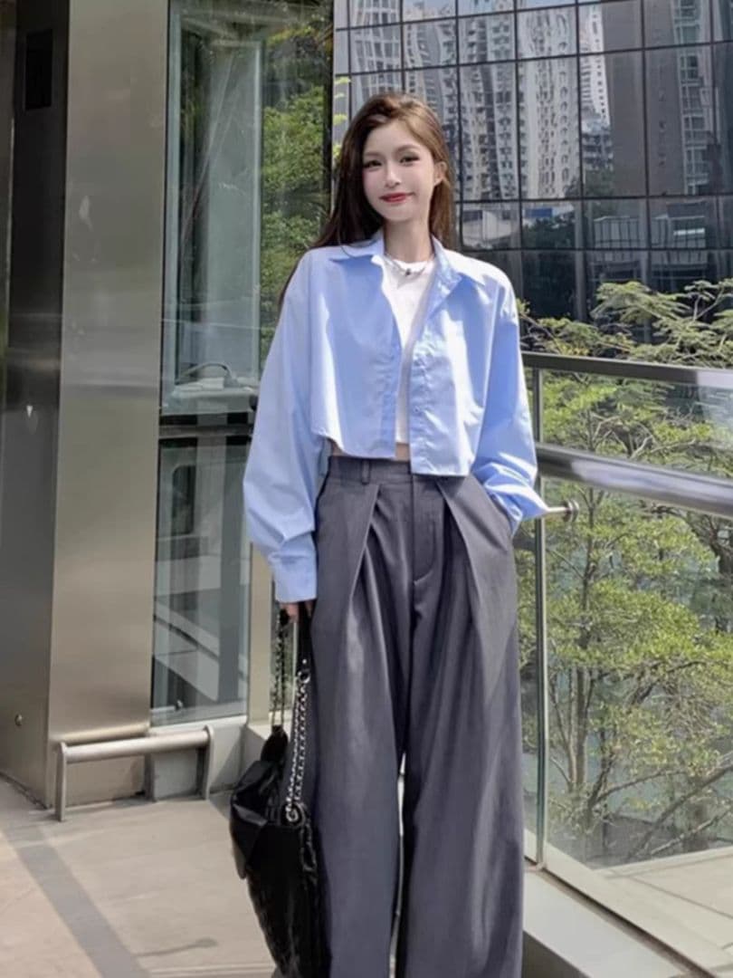 春夏大活躍 ミニトップス 脚長効果 シンプルで合わせやすい