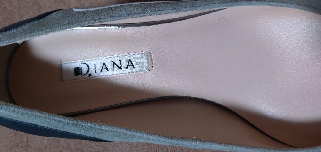 【お値下げ】DIANA ポインテッドトゥ異素材パンプス ブラック/グレー24cm