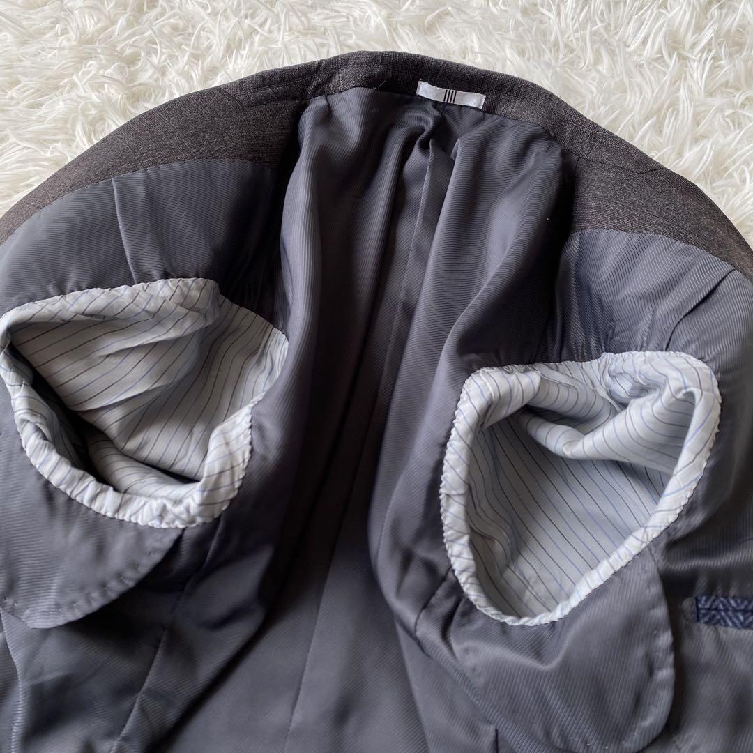 【美品】 SUIT SELECT ゼニア生地 スーツ チェック柄 グレー A6