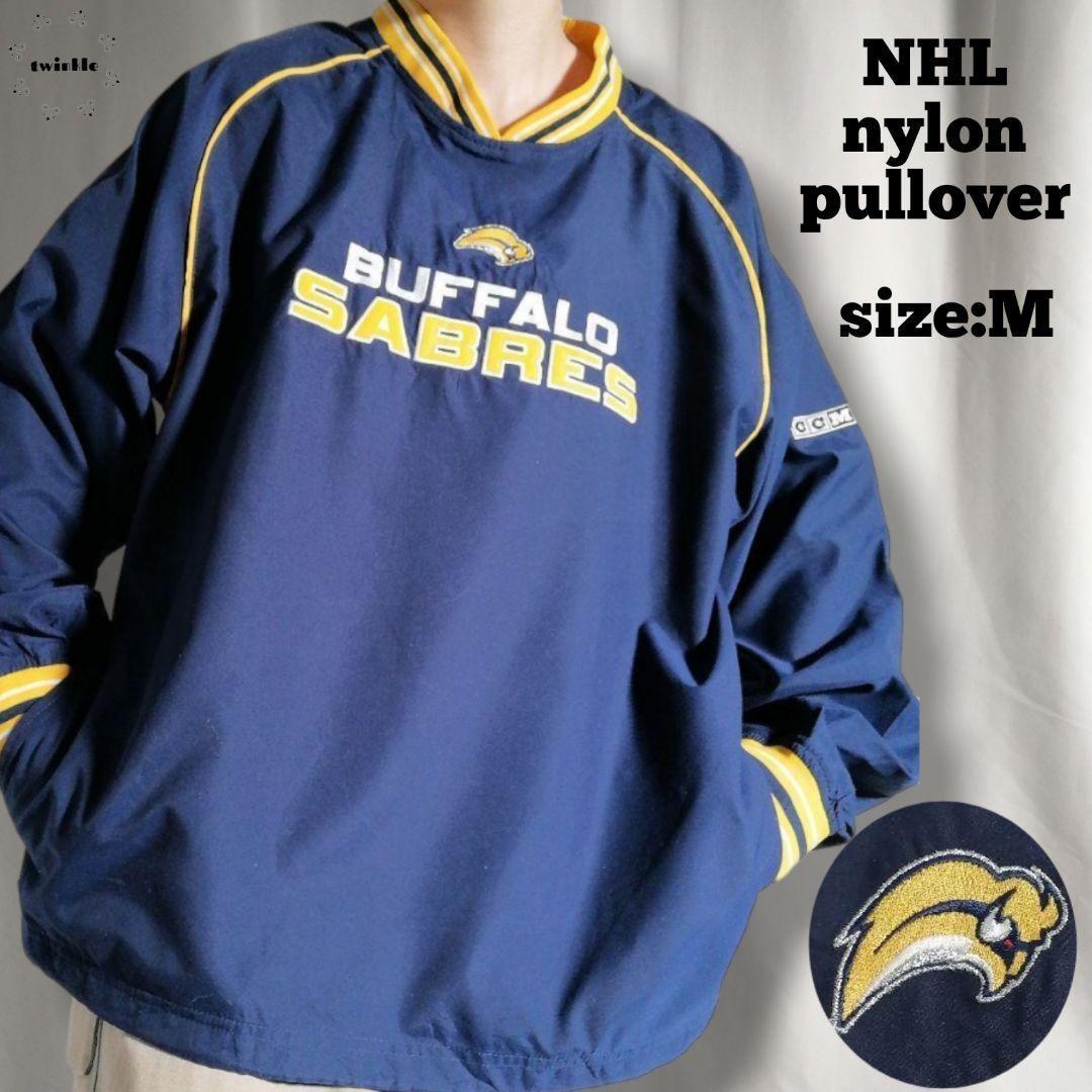 CCM NHL バッファローセイバーズ 刺繍 ナイロンプルオーバー M 古着