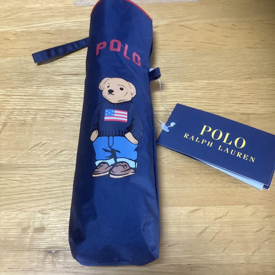 【新品.未使用】タグ付きポロベアラルフローレン軽量折りたたみ晴雨兼用傘小物