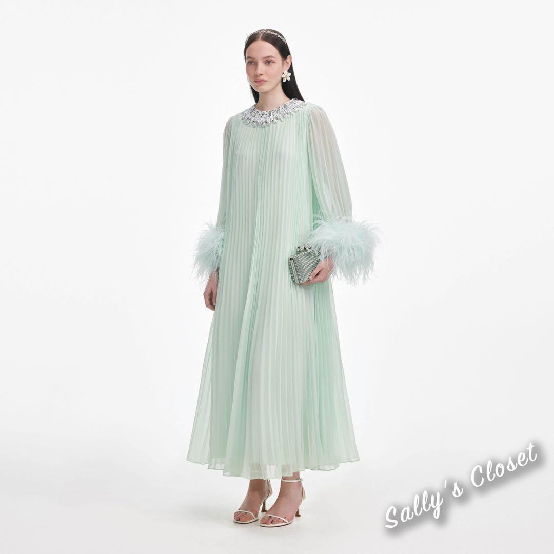 ❤️25秋新作 新品♡ SelfPortraitミント色ロングワンピース♡　E98