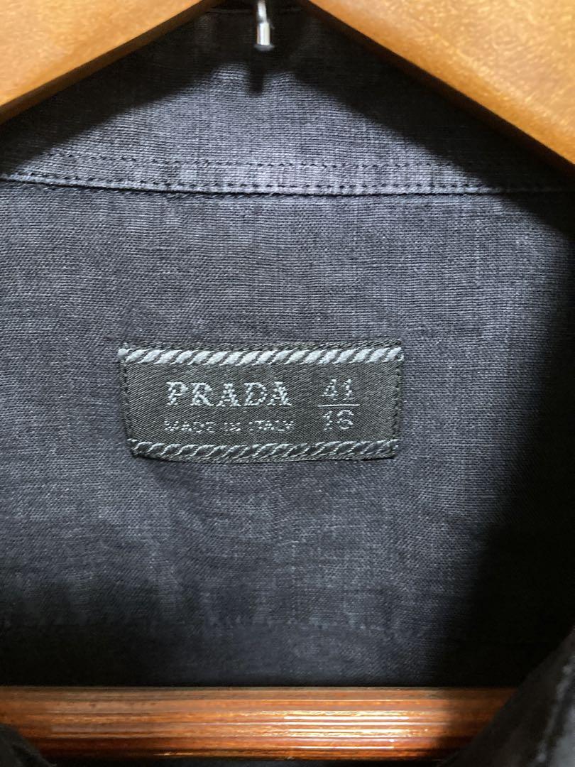 PRADA ブルーブラック 半袖リネンシャツ 41/16 - メルカリ