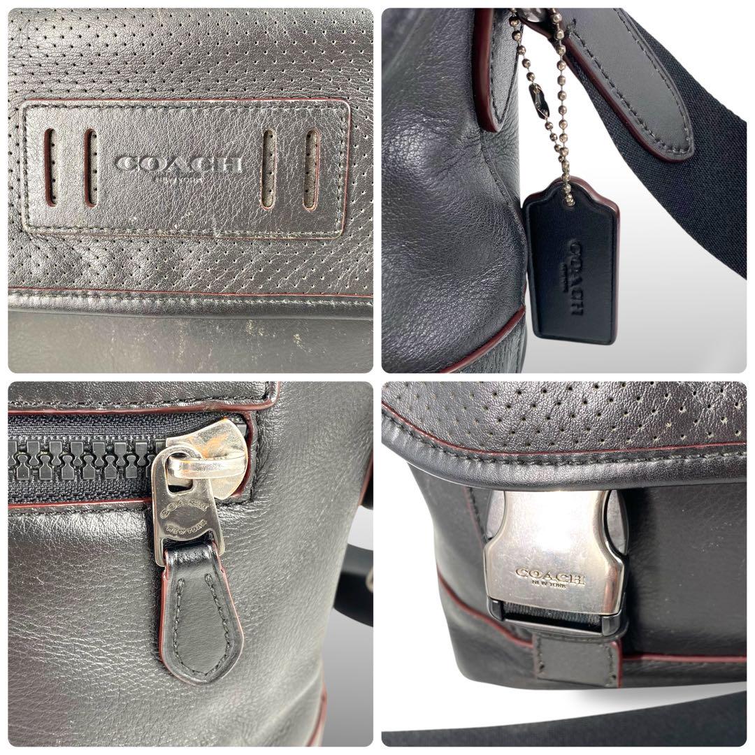 COACH コーチ レザー メッセンジャーバッグ ブラック ショルダーバッグ