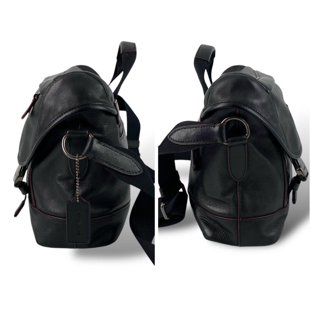COACH コーチ レザー メッセンジャーバッグ ブラック ショルダーバッグ