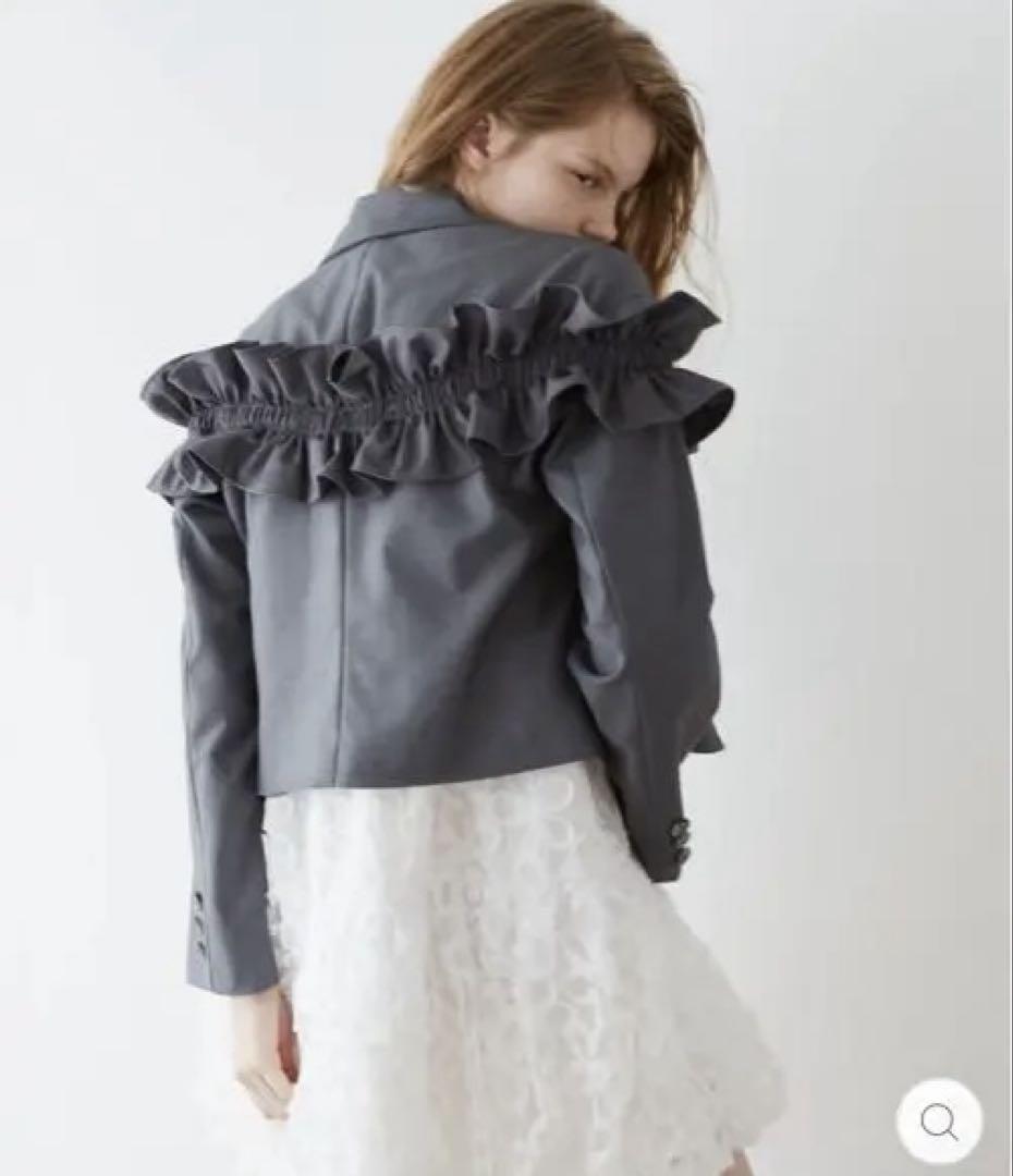 GATHERED FRILL SHORT JACKET poppy