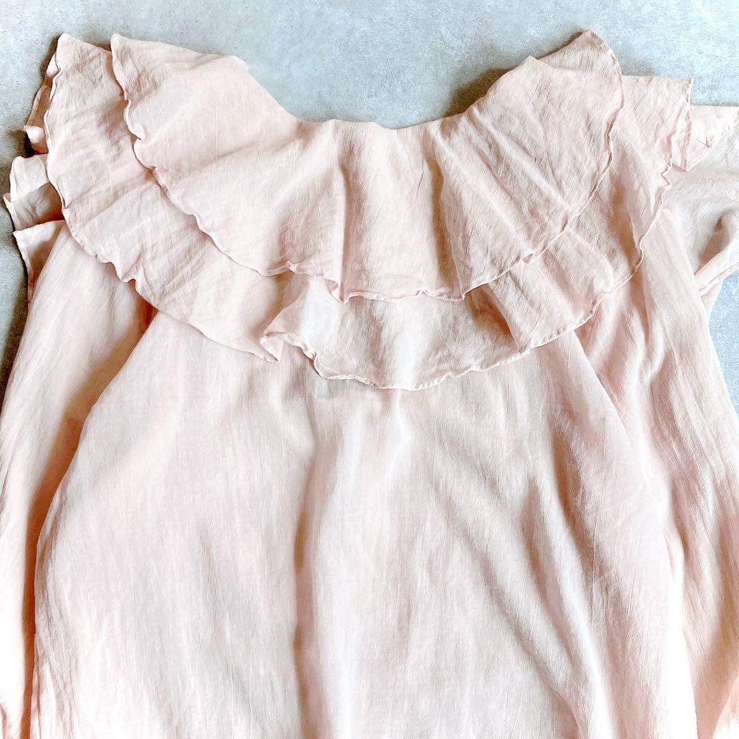 美品✳︎ウィムガゼット ラッフルフリルブラウス 2WAY シアー 近年 ピンク