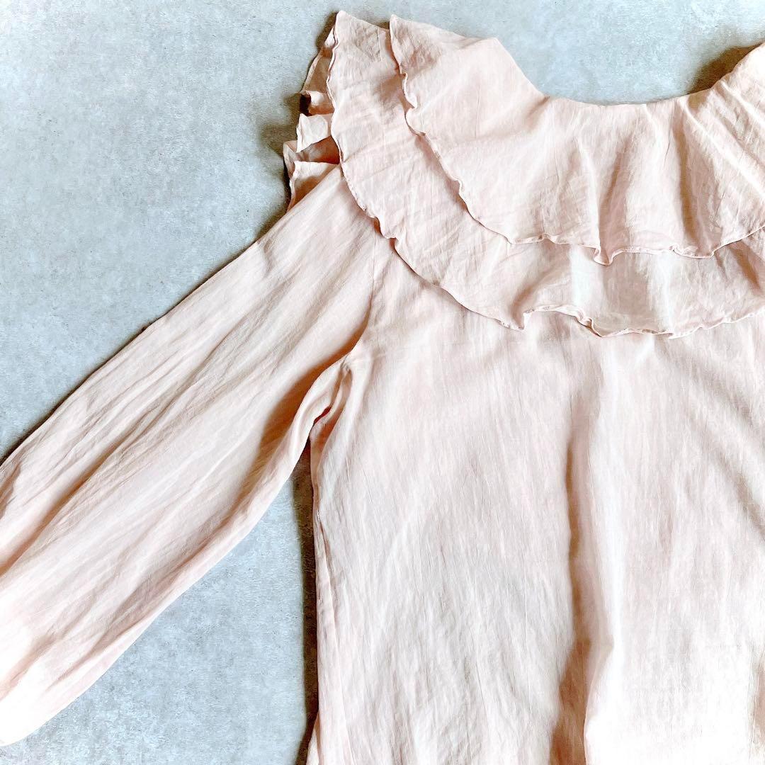 美品✳︎ウィムガゼット ラッフルフリルブラウス 2WAY シアー 近年 ピンク