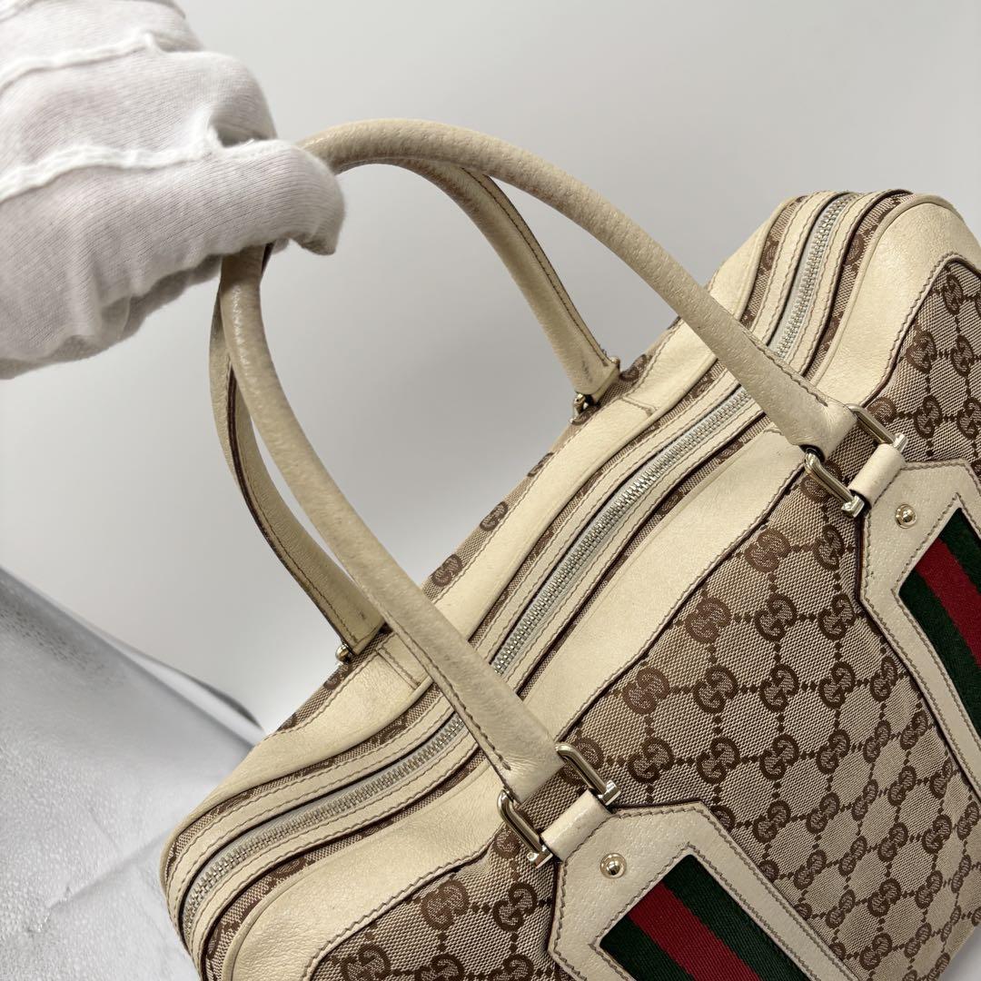 美品 ✨ GUCCI ボストンバッグ キャンバス シェリーライン