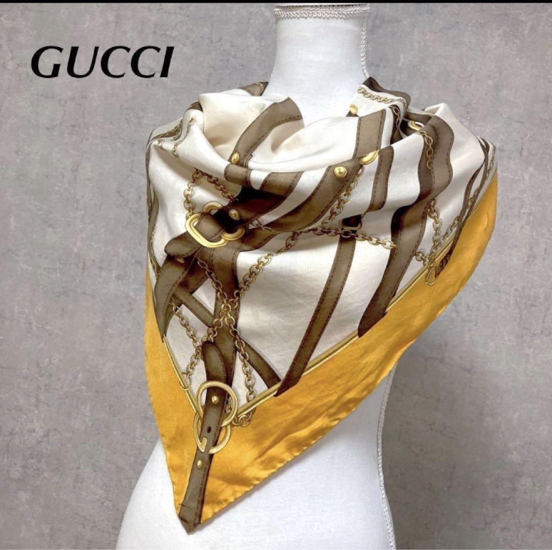 GUCCI グッチ シルクスカーフ 大判スカーフ ベルト柄