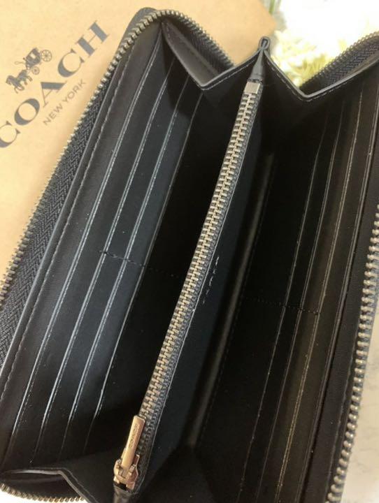 COACH コーチ 長財布 メンズ チェック 灰色 グレー新品