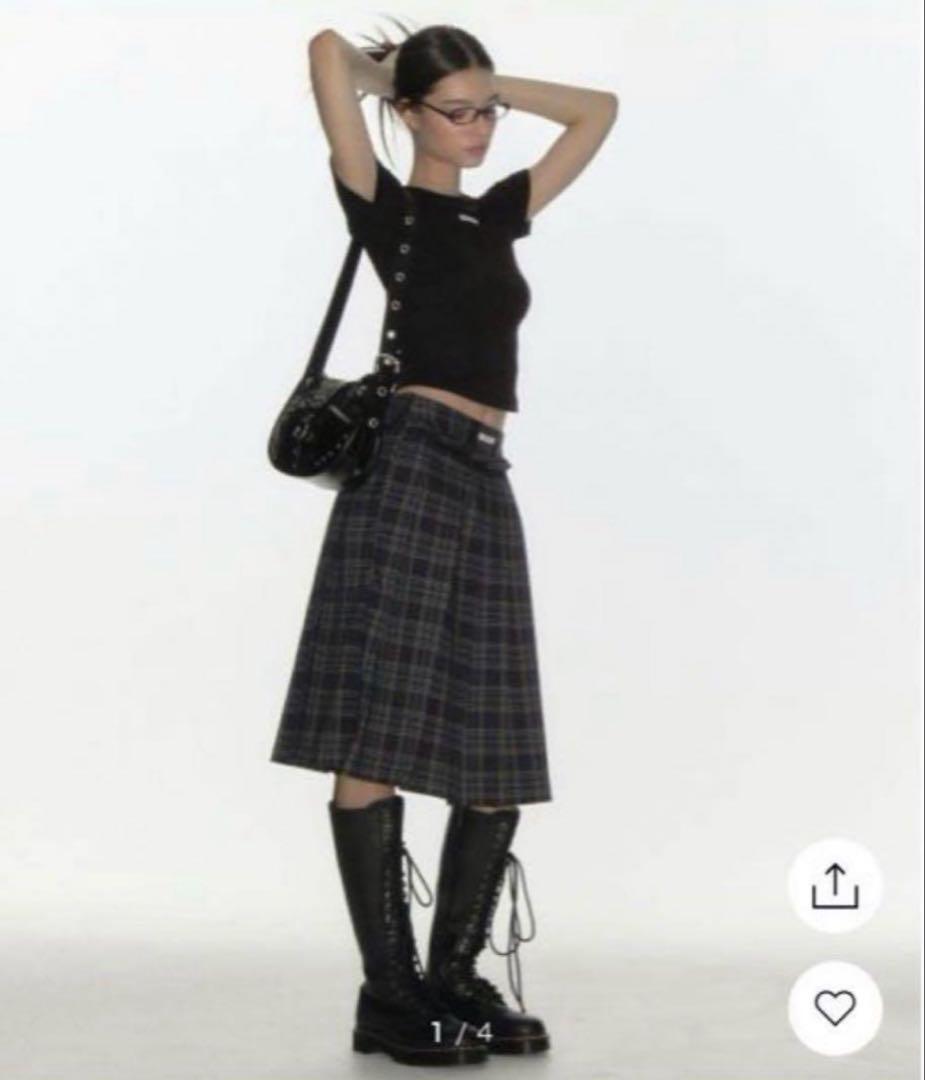 スカート CRANK Frill pleated midi skirt